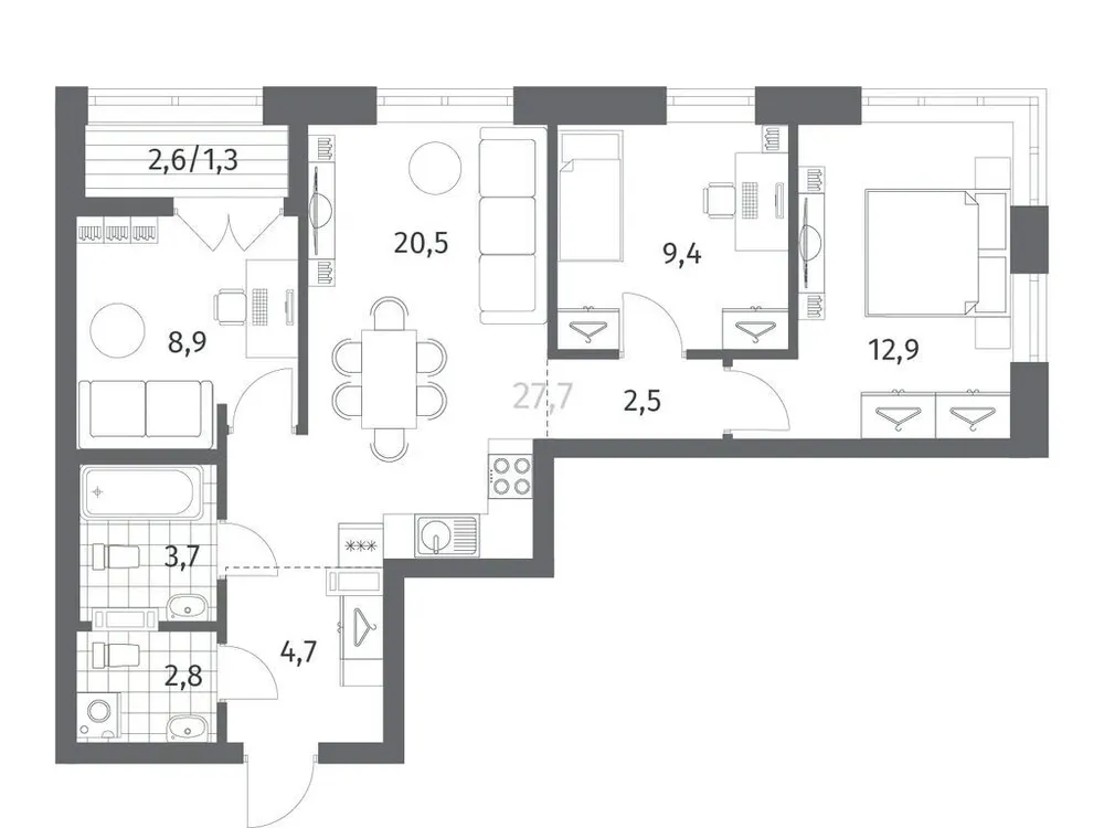 Продается 3-комнатная квартира, 66,9 м² - Фото 1