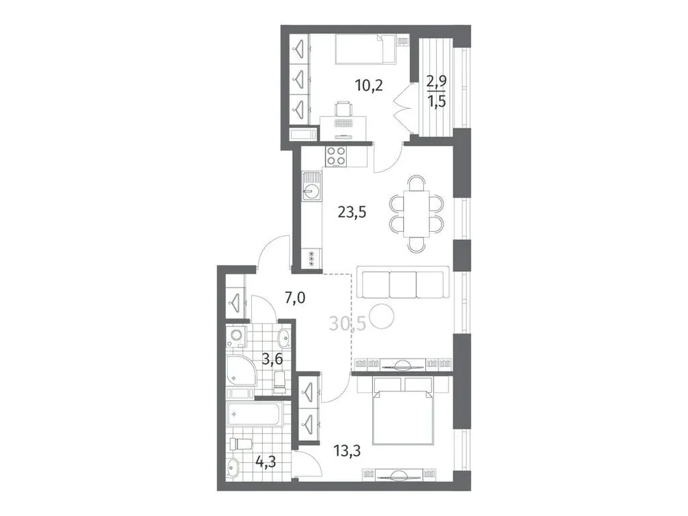 Продается 2-комнатная квартира, 63,5 м² - Фото 1