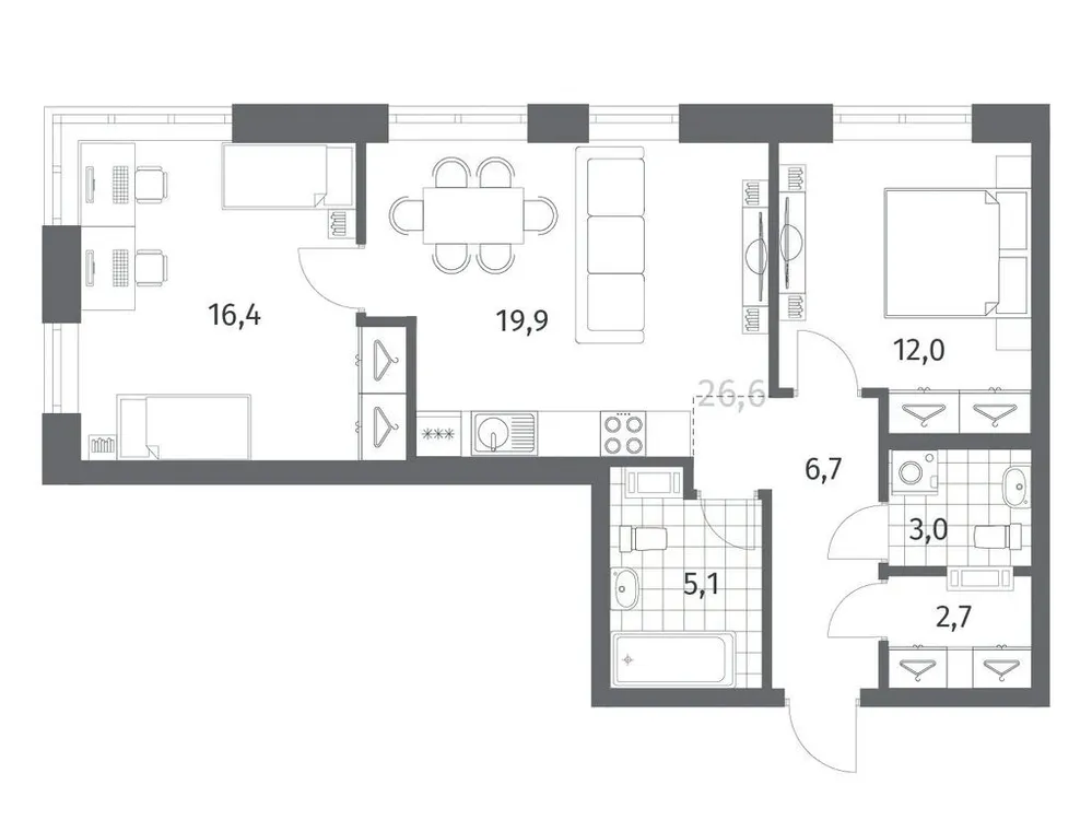 Продается 2-комнатная квартира, 65,8 м² - Фото 1