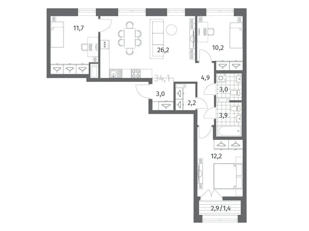 Продается 3-комнатная квартира, 78,8 м² - Фото 1