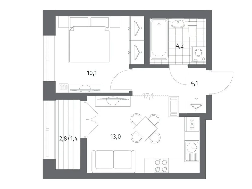 Продается 1-комнатная квартира, 32,9 м² - Фото 1