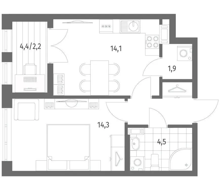 Продается 1-комнатная квартира, 40,9 м² - Фото 1