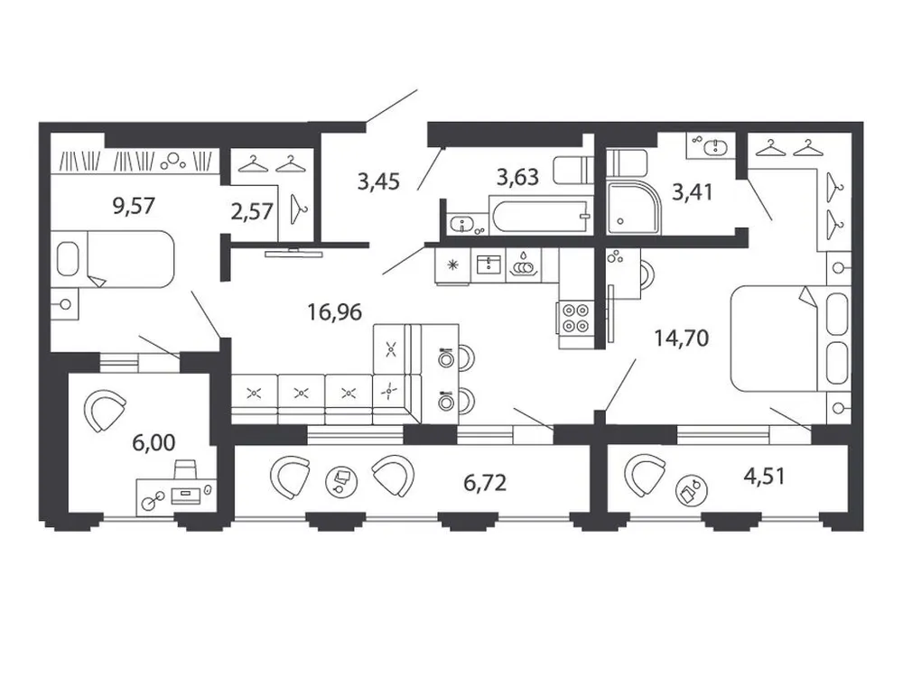 Продается 1-комнатная квартира, 62,9 м² - Фото 1