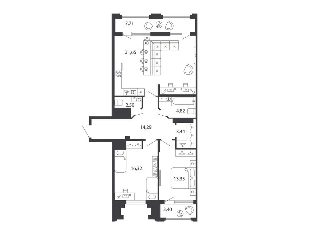 Продается 2-комнатная квартира, 91,9 м² - Фото 1