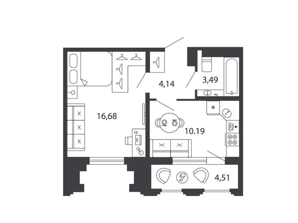 Продается 1-комнатная квартира, 36,8 м² - Фото 1