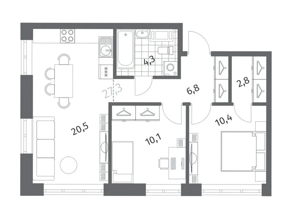 Продается 2-комнатная квартира, 54,9 м² - Фото 1