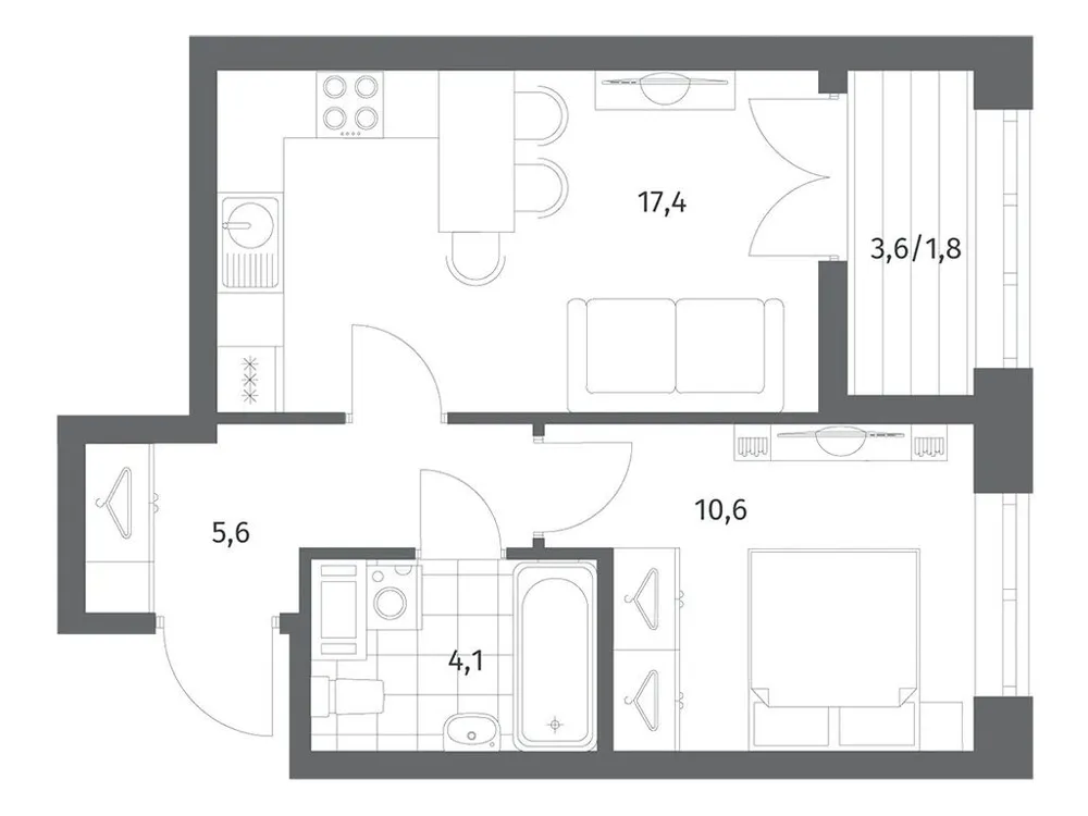 Продается 1-комнатная квартира, 39,5 м² - Фото 1