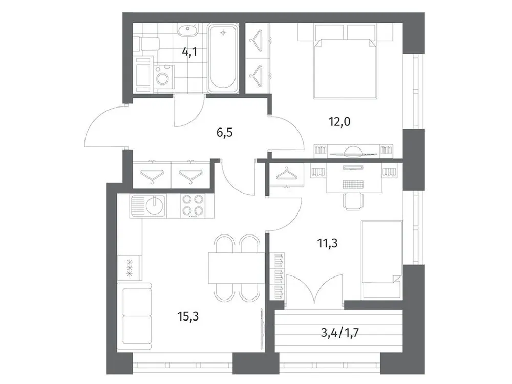 Продается 2-комнатная квартира, 50,9 м² - Фото 1
