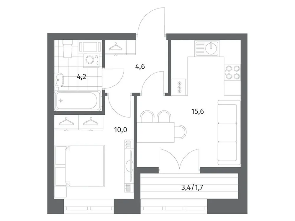 Продается 1-комнатная квартира, 36,1 м² - Фото 1