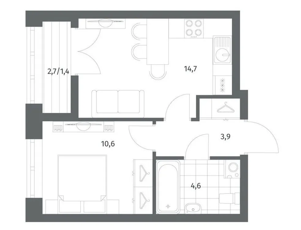 Продается 1-комнатная квартира, 35,2 м² - Фото 1