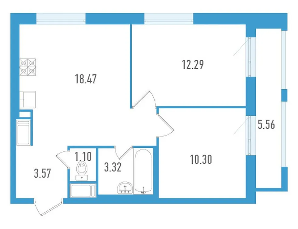 Продается 2-комнатная квартира, 50,7 м² - Фото 1
