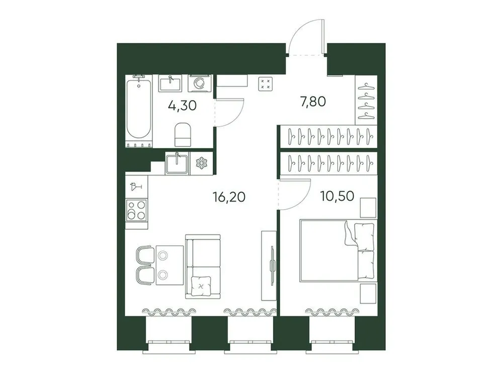 Продается 1-комнатная квартира, 38,8 м² - Фото 1