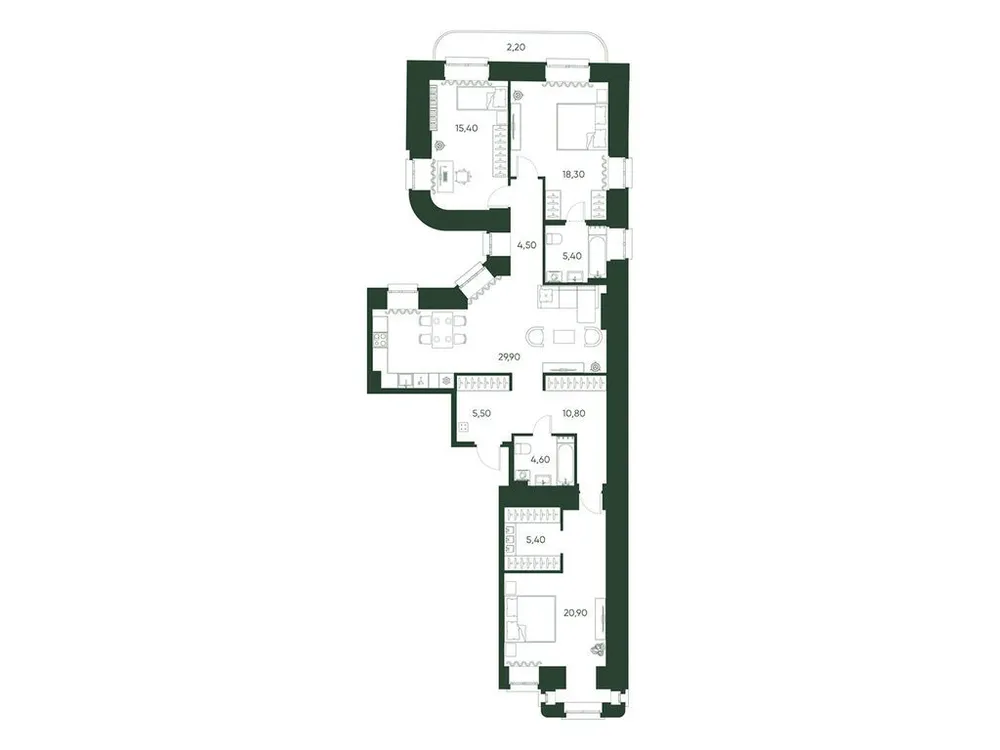 Продается 3-комнатная квартира, 122,9 м² - Фото 1