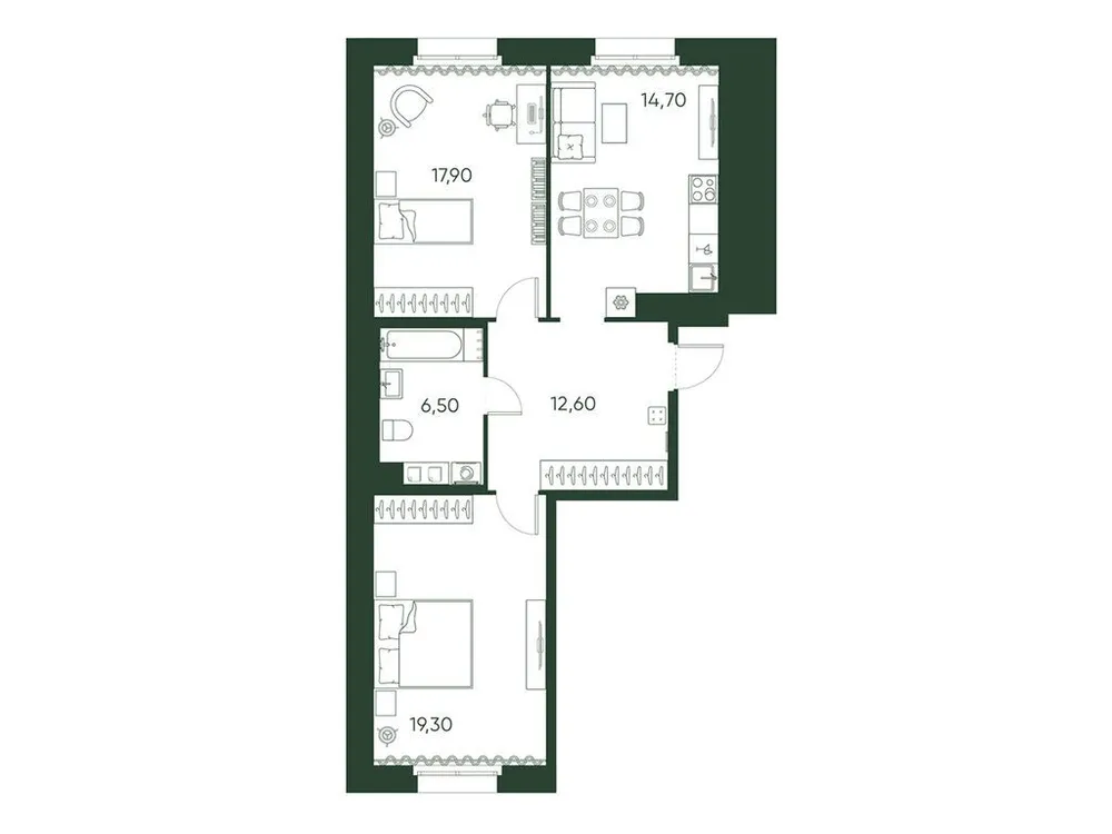 Продается 2-комнатная квартира, 71 м² - Фото 1