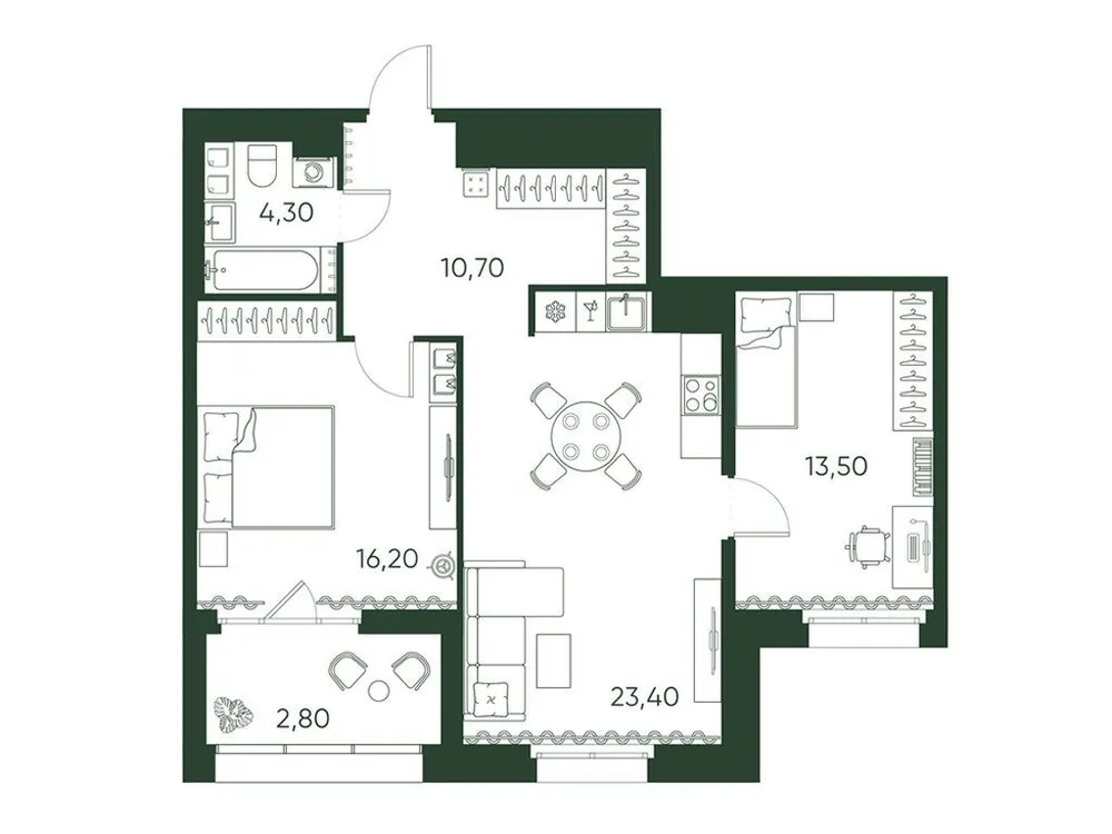 Продается 2-комнатная квартира, 70,9 м² - Фото 1