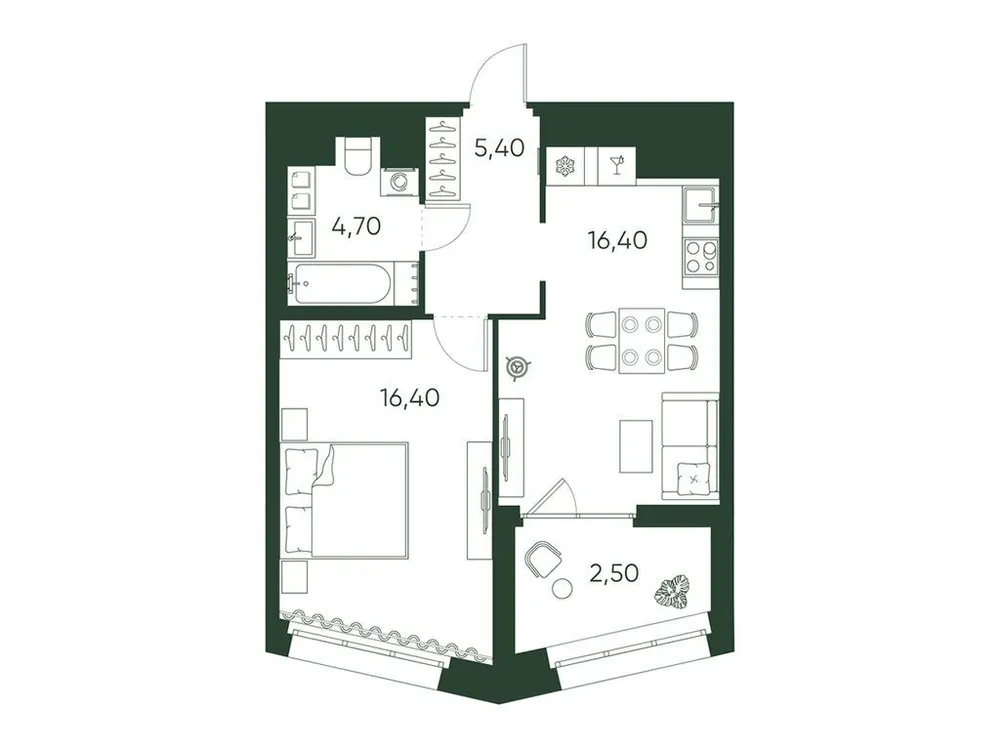 Продается 1-комнатная квартира, 45,4 м² - Фото 1