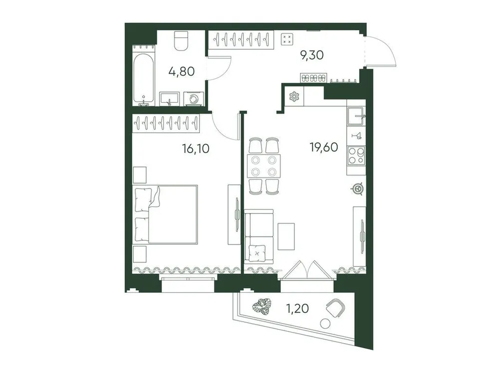 Продается 1-комнатная квартира, 51 м² - Фото 1