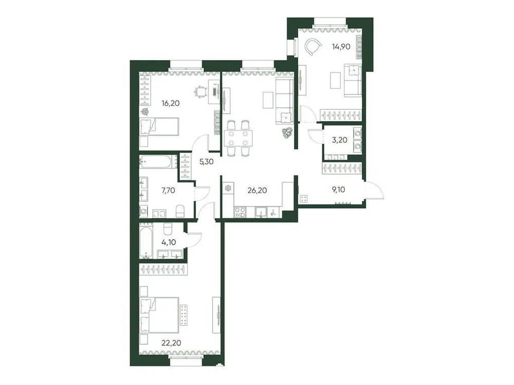 Продается 3-комнатная квартира, 108,9 м² - Фото 1