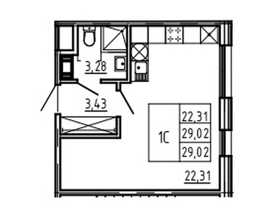 Продается студия, 29 м² - Фото 1