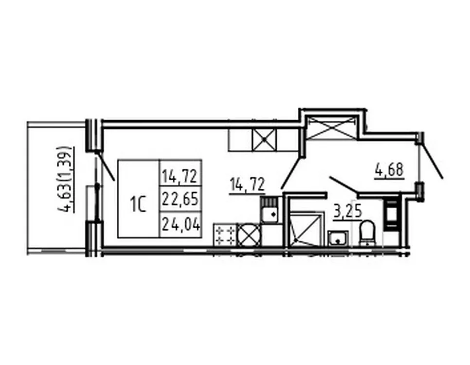 Продается студия, 24 м² - Фото 1
