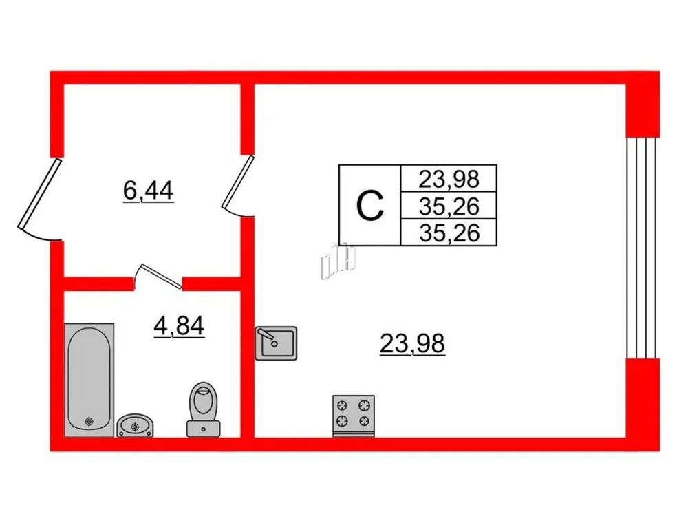 Продается студия, 35,3 м² - Фото 1