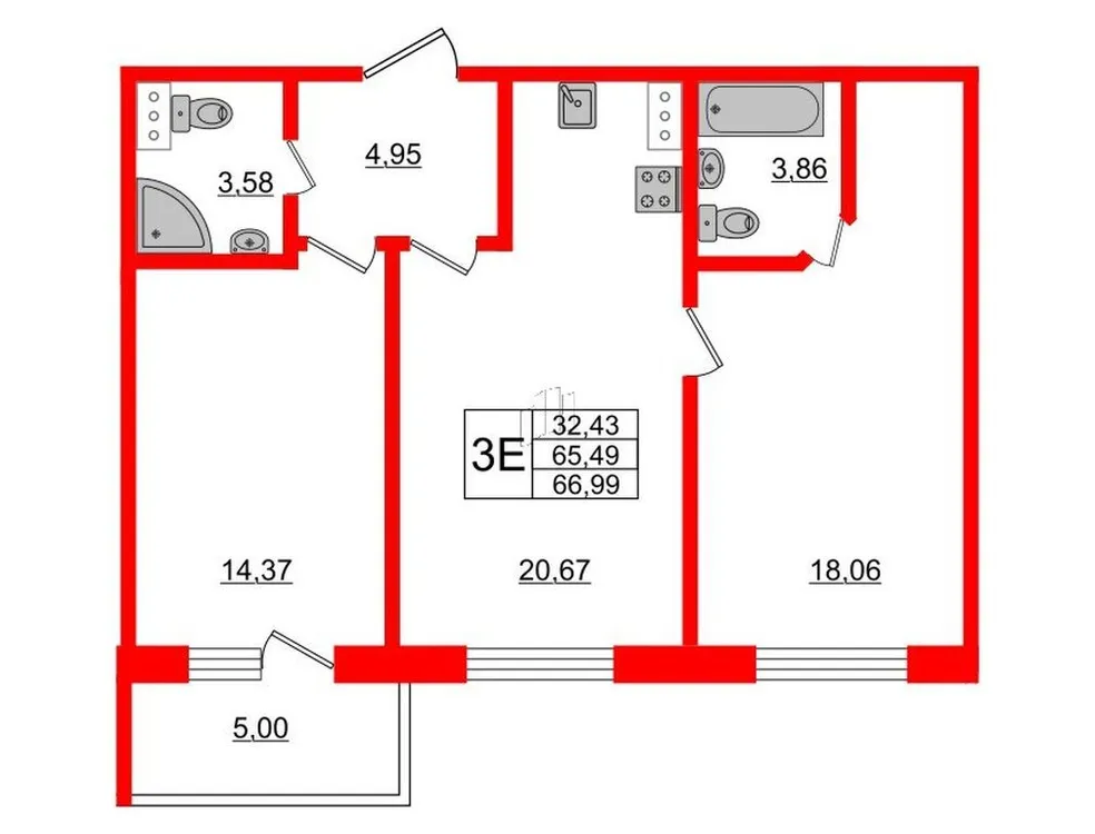 Продается 2-комнатная квартира, 67 м² - Фото 1