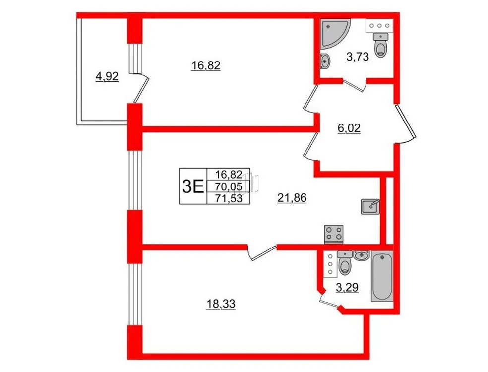 Продается 2-комнатная квартира, 71,5 м² - Фото 1