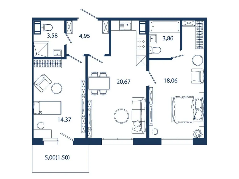 Продается 2-комнатная квартира, 70 м² - Фото 1