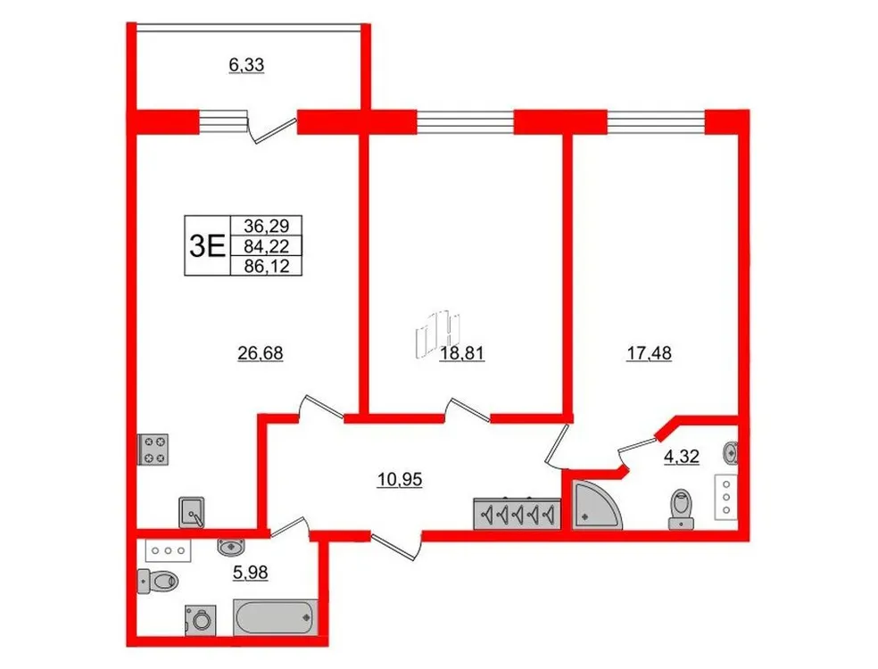 Продается 2-комнатная квартира, 86,1 м² - Фото 1