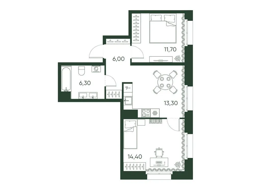 Продается 2-комнатная квартира, 51,7 м² - Фото 1