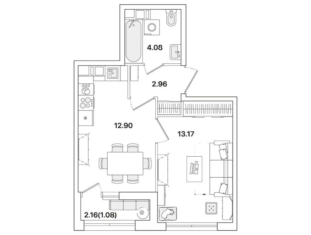 Продается 1-комнатная квартира, 34,2 м² - Фото 1
