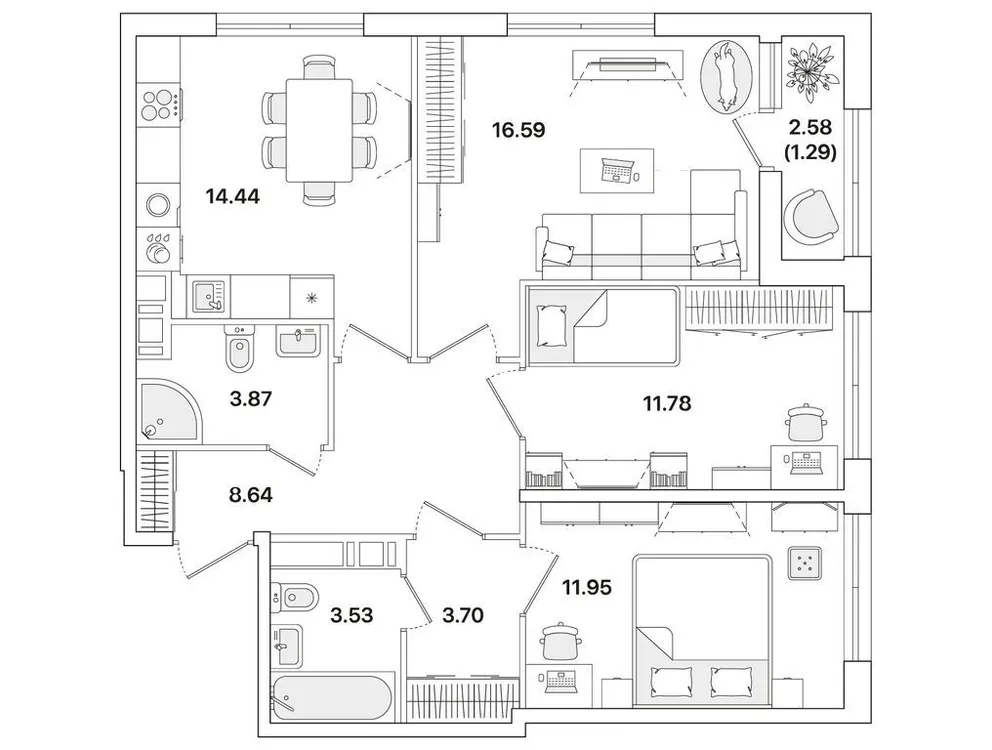 Продается 3-комнатная квартира, 75,7 м² - Фото 1