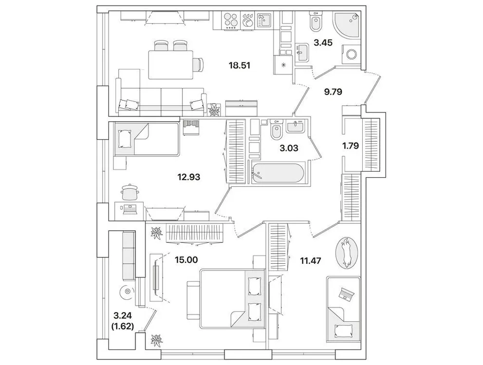 Продается 3-комнатная квартира, 77,2 м² - Фото 1