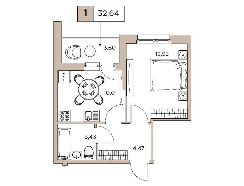 Продается 1-комнатная квартира, 32,5 м² - Фото 1