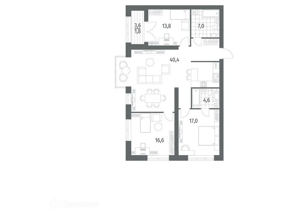 Продается 3-комнатная квартира, 113,2 м² - Фото 1