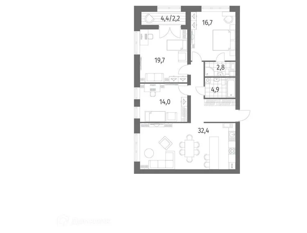 Продается 3-комнатная квартира, 106 м² - Фото 1