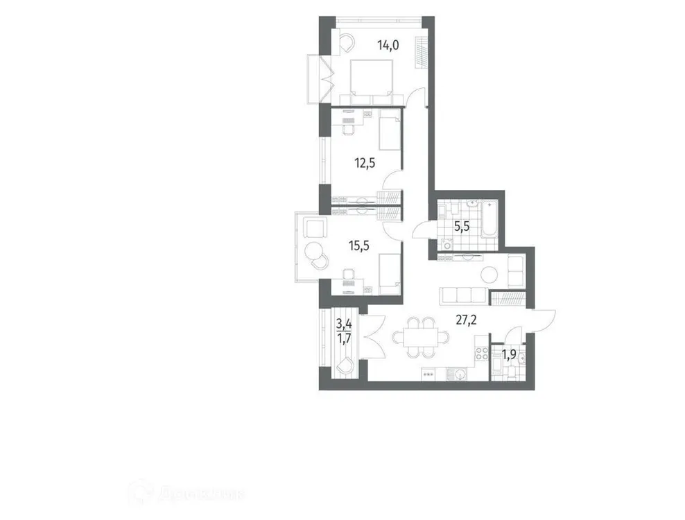 Продается 3-комнатная квартира, 93,5 м² - Фото 1