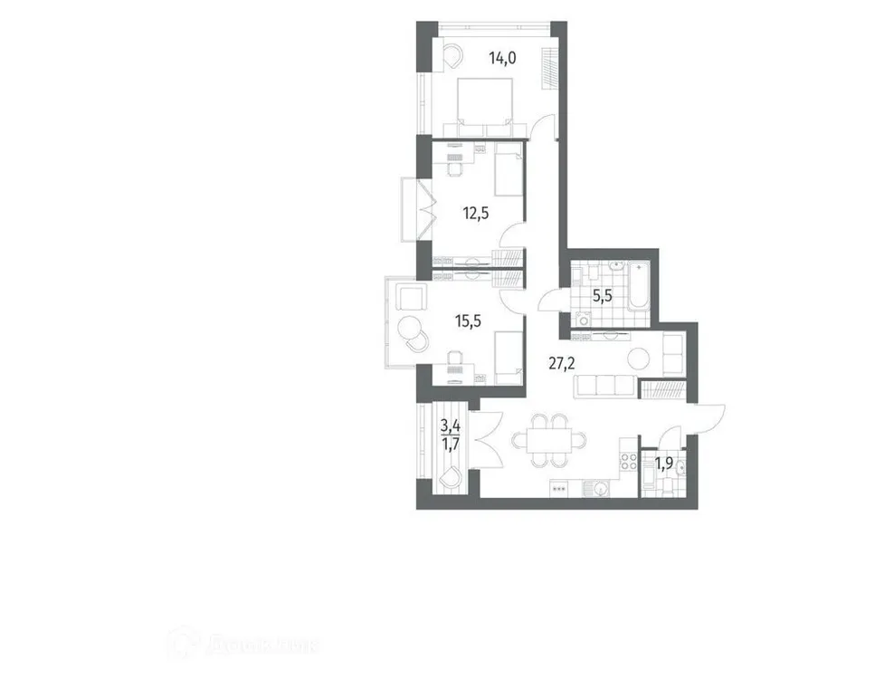 Продается 3-комнатная квартира, 93,3 м² - Фото 1