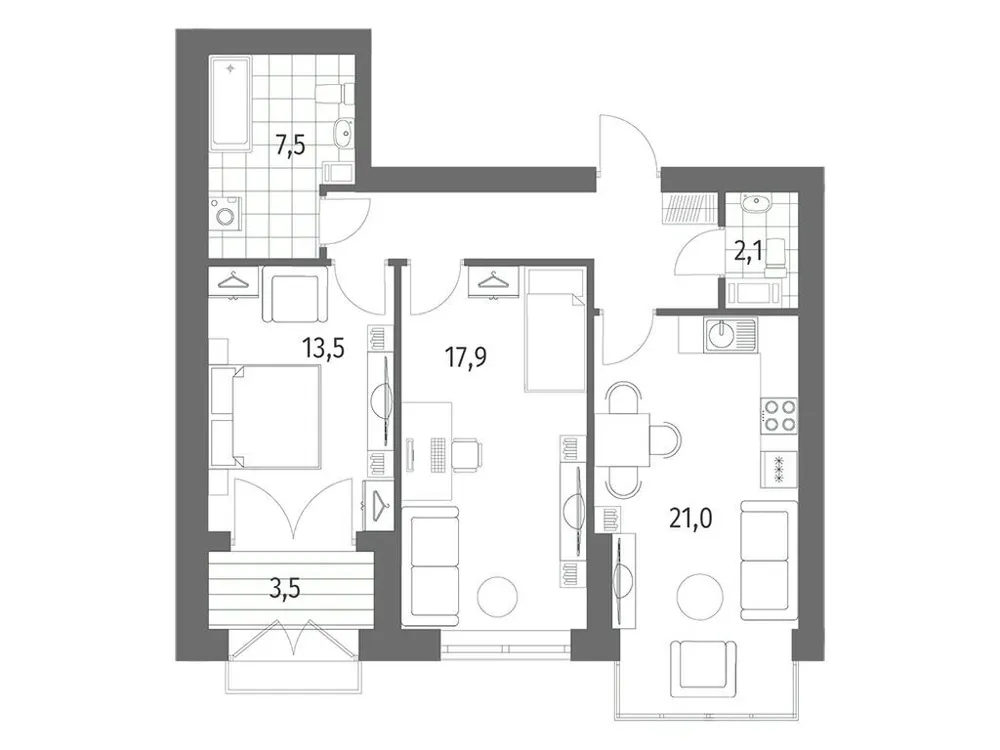 Продается 2-комнатная квартира, 72,2 м² - Фото 1