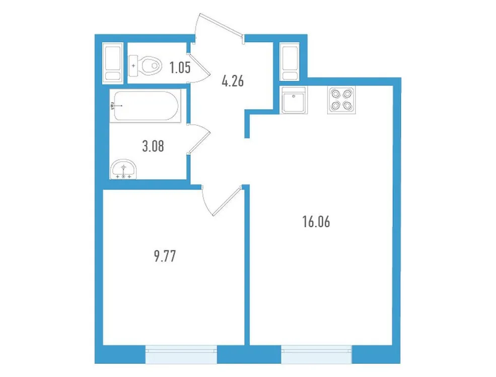 Продается 1-комнатная квартира, 34,2 м² - Фото 1