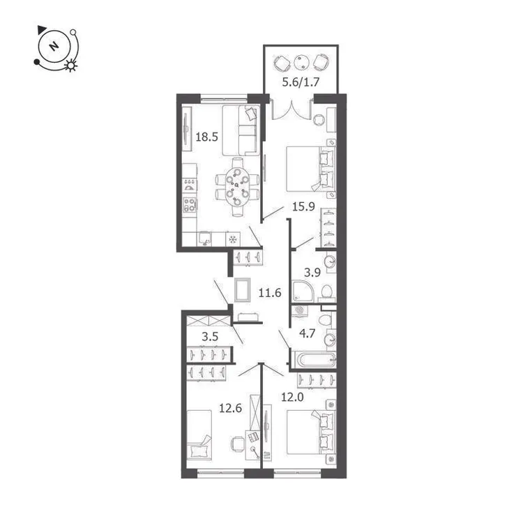 Продается 3-комнатная квартира, 84,4 м² - Фото 1