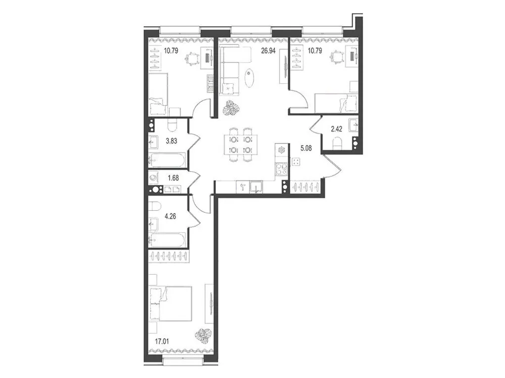 Продается 3-комнатная квартира, 82,8 м² - Фото 1