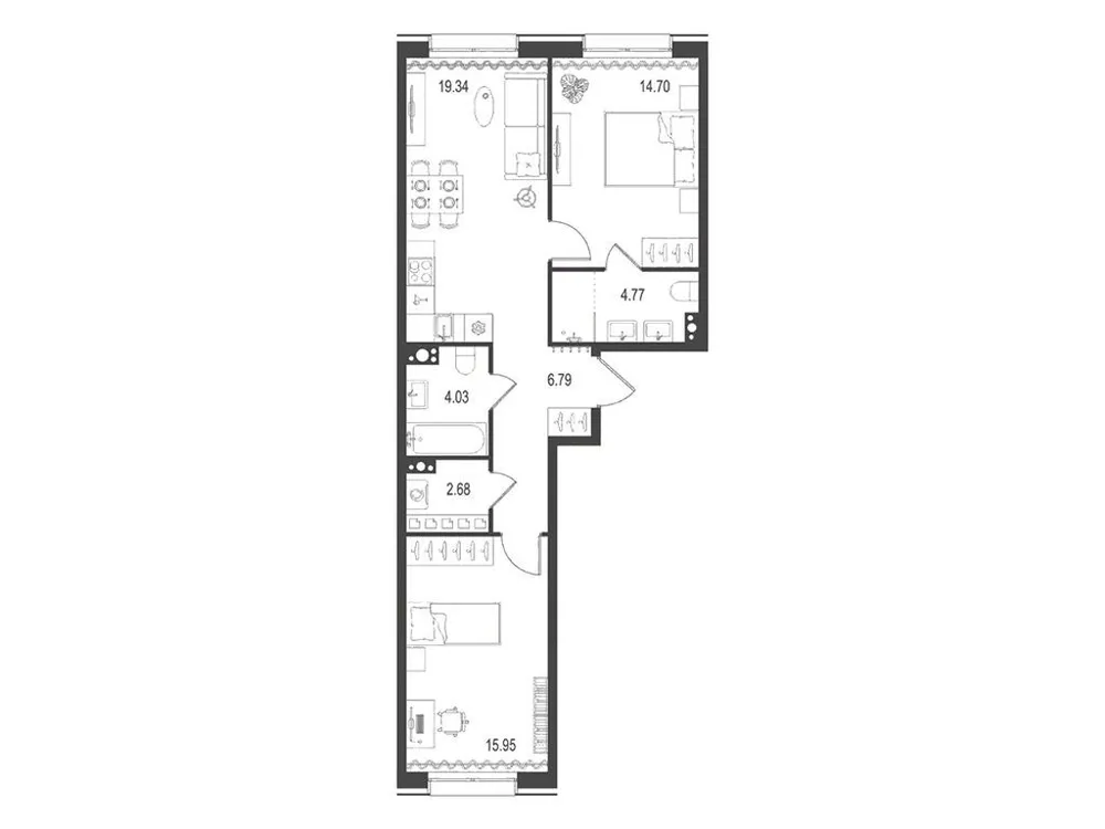Продается 2-комнатная квартира, 68,3 м² - Фото 1