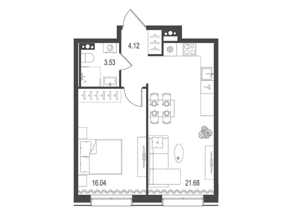 Продается 1-комнатная квартира, 45,4 м² - Фото 1