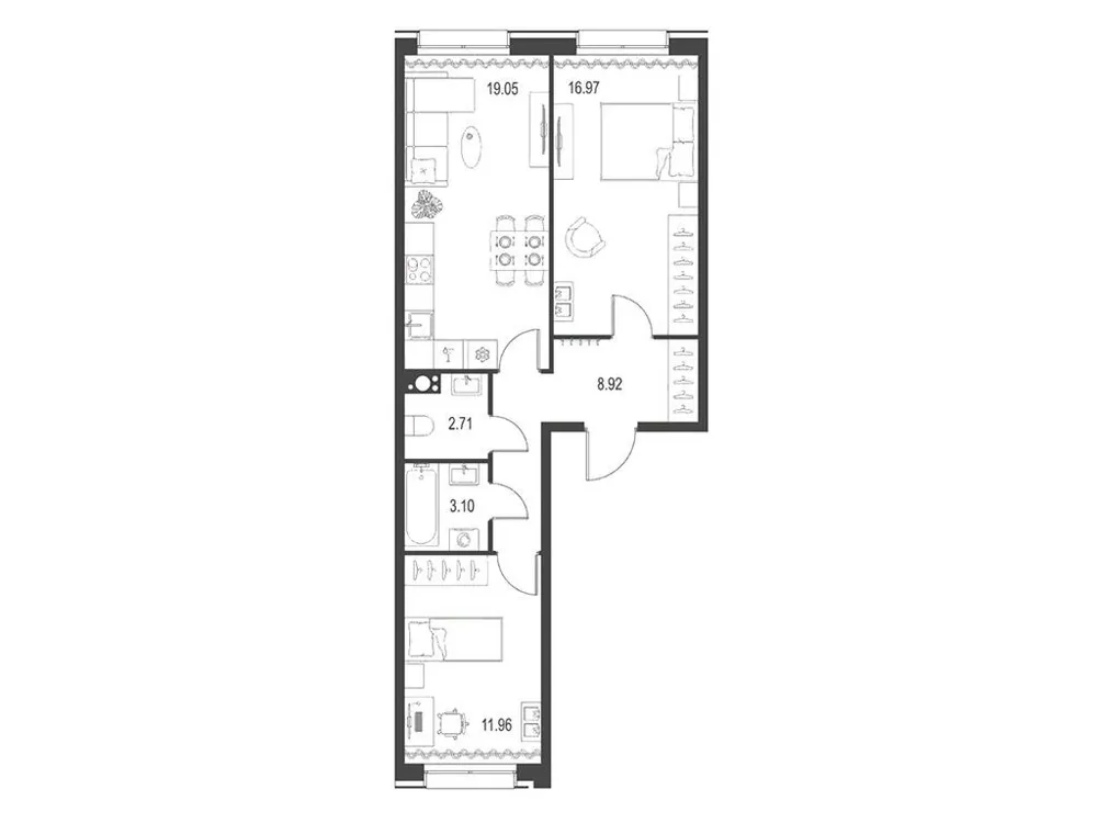 Продается 2-комнатная квартира, 62,7 м² - Фото 1