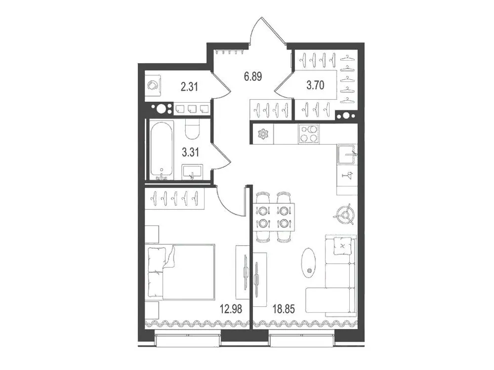 Продается 1-комнатная квартира, 48 м² - Фото 1