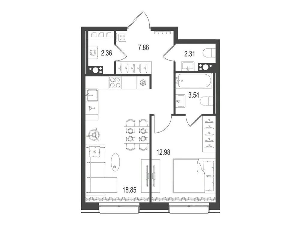 Продается 1-комнатная квартира, 47,9 м² - Фото 1