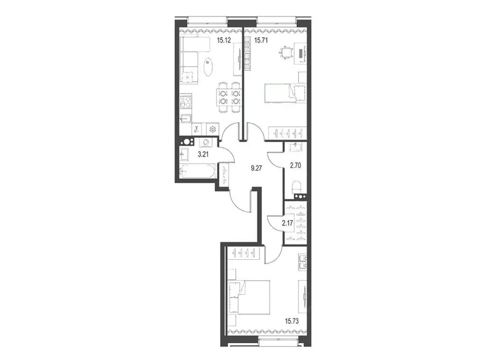 Продается 2-комнатная квартира, 63,9 м² - Фото 1