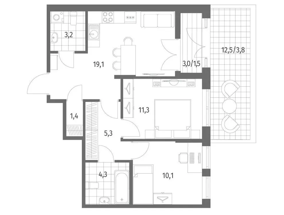 Продается 2-комнатная квартира, 60,3 м² - Фото 1