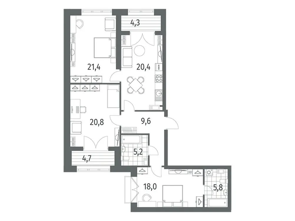 Продается 3-комнатная квартира, 105,8 м² - Фото 1